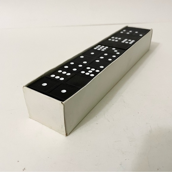 Vtg Hoyle Double Nine Black 55 Wood Dominoes Original Green Box - Picture 7 of 16